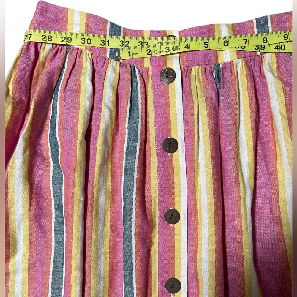 Sunrise Stripe A-Line Button-Front Linen Multi Co… - image 6